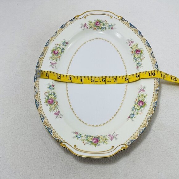 Sango Japan Serving Platter Oval Tray 14” Plate Centerpiece Gold Scallop Flower - Picture 4 of 10